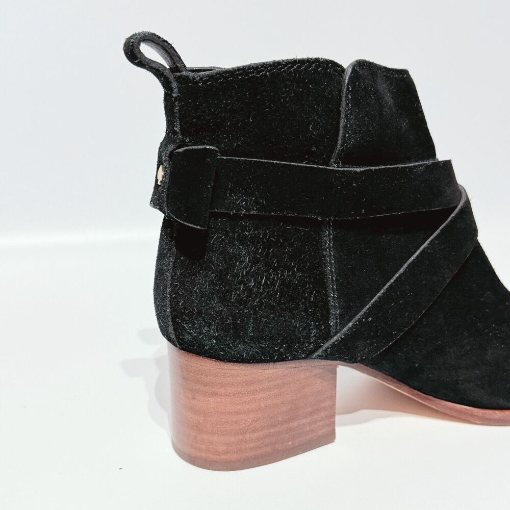 Kate Spade Polly Black Suede Buckle Strap Ankle Booties Boots Women’s Size 8M - Picture 3 of 8